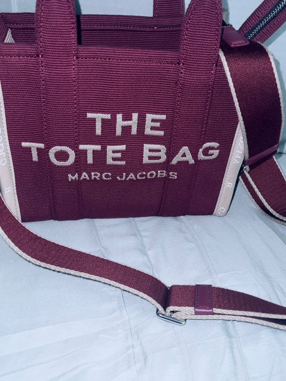 Marc Jacobs The Tote Bag Crossbody in Deep Plum and Light Pink Trim